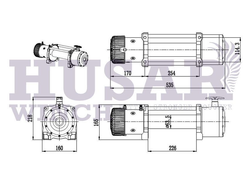 Лебедка электрическая автомобильная HUSAR BST 12000 24V синтетический трос T6342 фото
