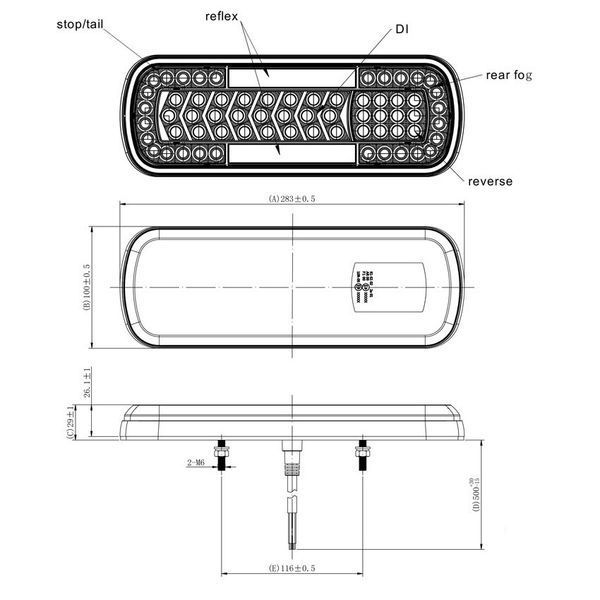 Фонарь задний светодиодный на прицеп KAMAR L1830 64 LED 12V/24V T13590 фото