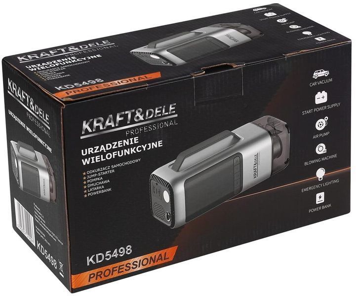 Багатофункціональний пуско-зарядний пристрій KRAFT&DELE KD5498 + пилосос + насос + повітродувка + ліхтарик T14456 фото