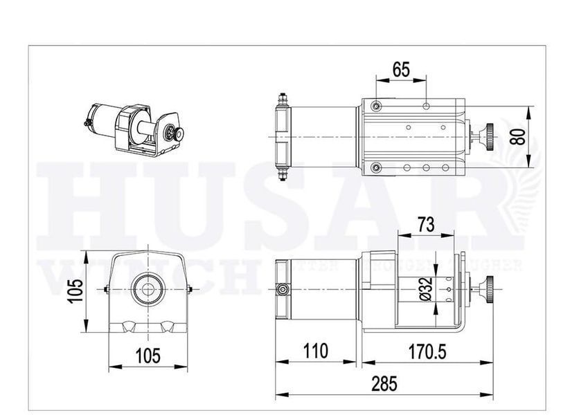 Лебідка електрична до квадроцикла HUSAR BST 2500 12V T12245 фото