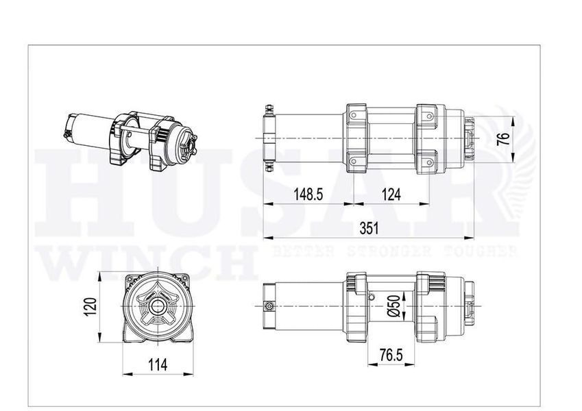 Лебідка електрична до квадроцикла HUSAR BST S 3000 12V T6305 фото