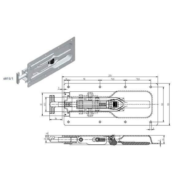 Замок борта прицепа врезной Schwarzmuller 32411 [HESTAL 606023300] T13498 фото