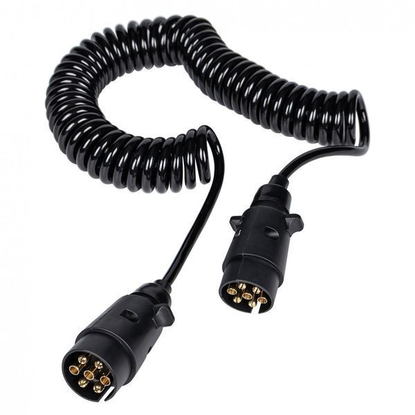 Спиральный кабель прицепа со штекерами 7 контактными 12V KAMAR 5 метров E1219 T10851 фото
