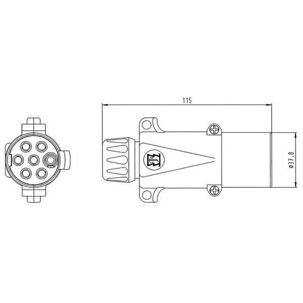 Вилка до напівпричепа 7 PIN S Type ERICH JAEGER (ISO 3731) 24V металева T6901 фото