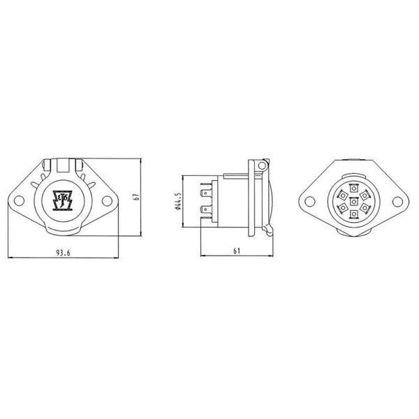 Розетка на полуприцеп 7 PIN S Type ERICH JAEGER (ISO 3731) 24V никелированные контакты T6955 фото