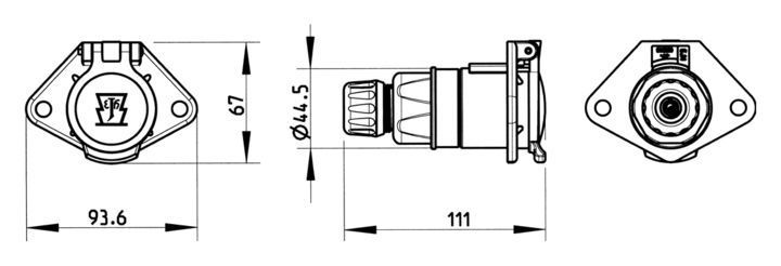 Розетка на полуприцеп 7 PIN S Type ERICH JAEGER (ISO 3731) 24V удлиненная T14957 фото