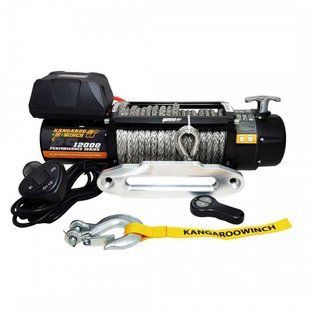 Лебедка электрическая автомобильная KANGAROOWINCH K12000 Performance Series 12V с синтетическим тросом T11182 фото