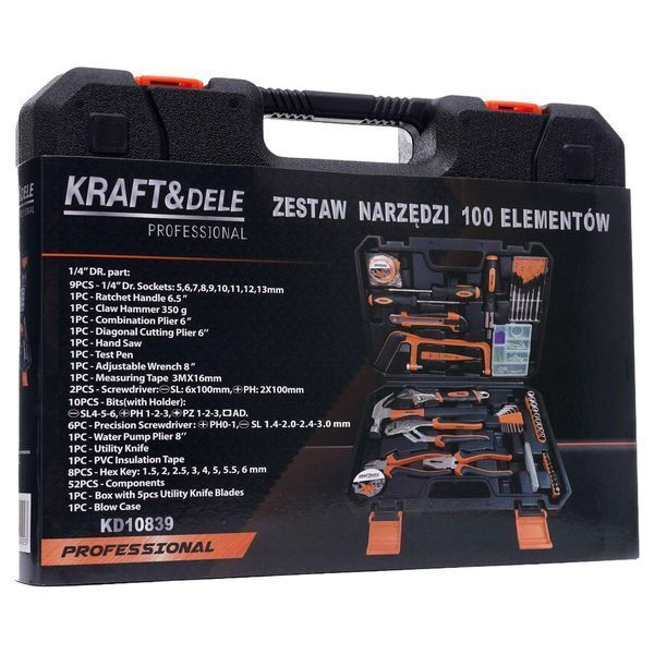 Набір інструментів професійний універсальний KRAFT&DELE KD10839 100 предметів T15073 фото