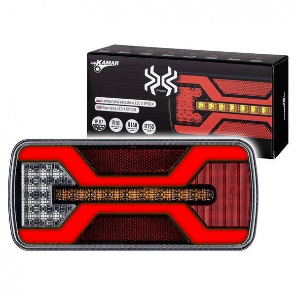 Фонарь задний светодиодный на прицеп X-SPIDER KAMAR L2431 69 LED задний ход + подсветка номера bayonet T13617 фото