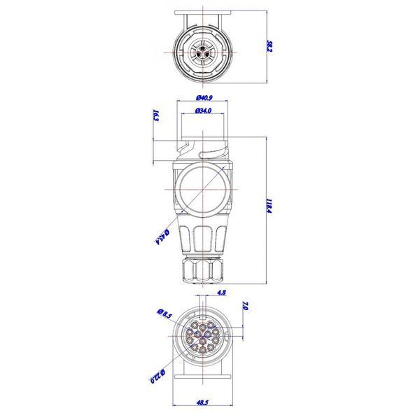 Вилка на прицеп 13 контактная KAMAR 13 PIN 12V W-13-B T12619 фото