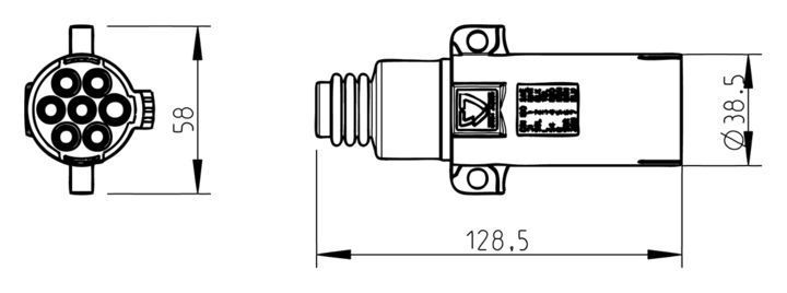 Вилка до напівпричепа 7 PIN N Type ERICH JAEGER (ISO 1185) 24V пластикова штекерні контакти T14974 фото