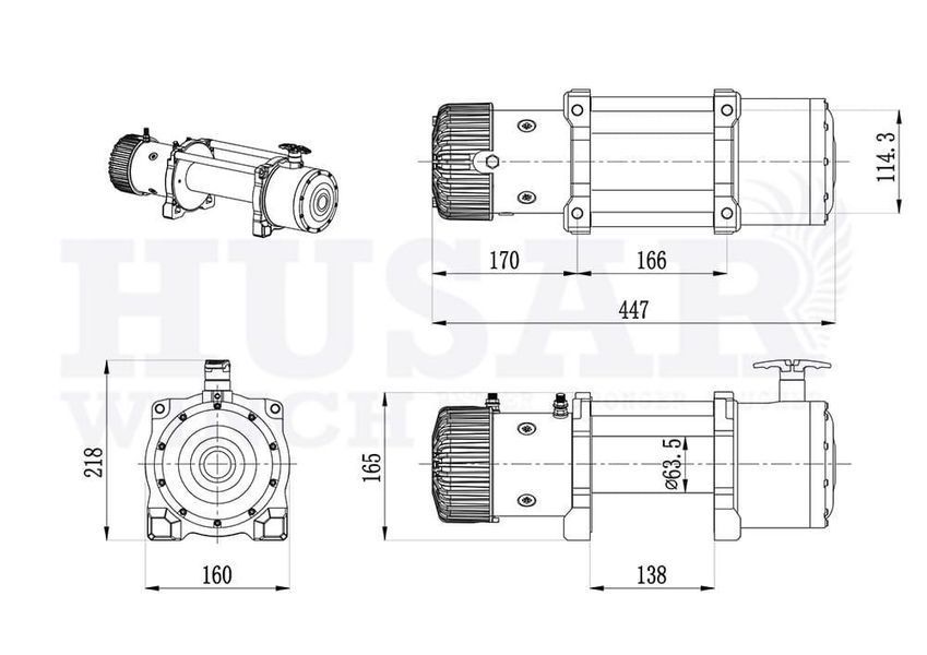 Лебідка електрична автомобільна HUSAR BST 8500 12V T6332 фото
