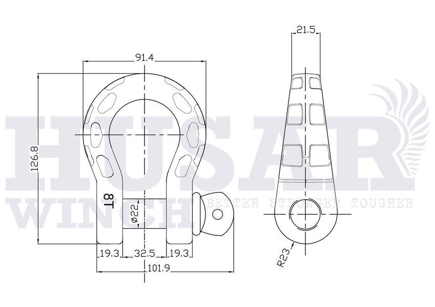 Шакл для лебедки HUSAR S 8000 кг T11344 фото