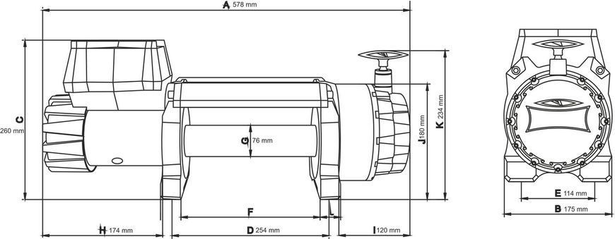 Лебедка электрическая автомобильная Dragon Winch DWH 15000 HD 12V с синтетическим тросом T11725 фото