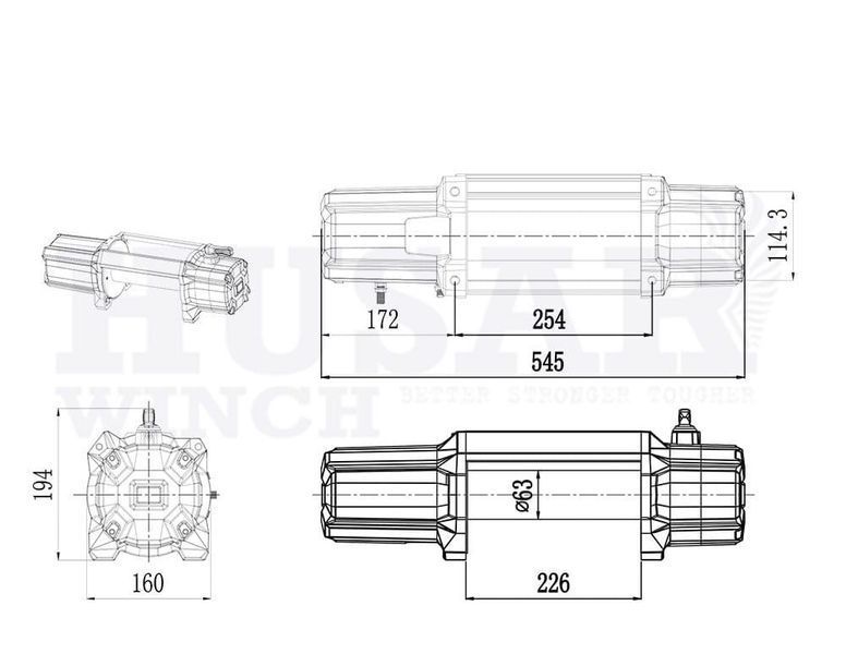Лебедка электрическая автомобильная HUSAR BST S 12000 12V T6336 фото