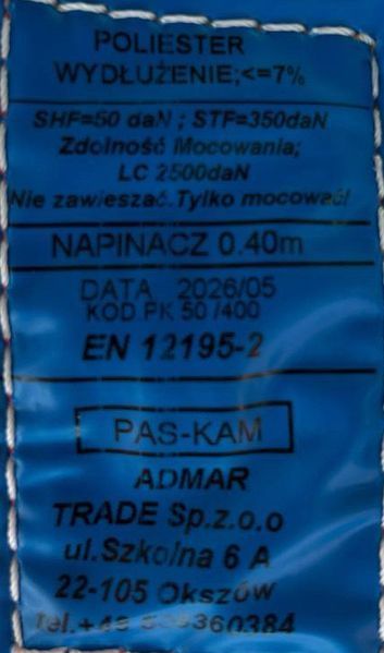 Стяжний ремінь для автовоза триточковий PAS-KAM 5000 кг 3000 мм поворотні гаки 3 накладки [ПОЛЬША] T14933 фото