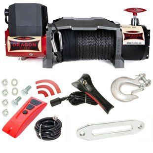 Лебедка электрическая автомобильная Dragon Winch DWM 13000 HD 12V с синтетическим тросом T12188 фото
