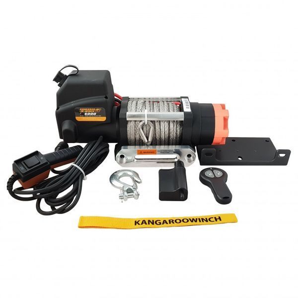 Лебідка електрична автомобільна KANGAROOWINCH K6000E STB 12V з синтетичним тросом T7313 фото